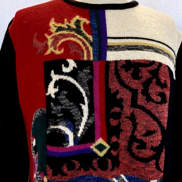 Diane Freis M/L cashmere/wool jacquard sweater - Picture 3 of 8